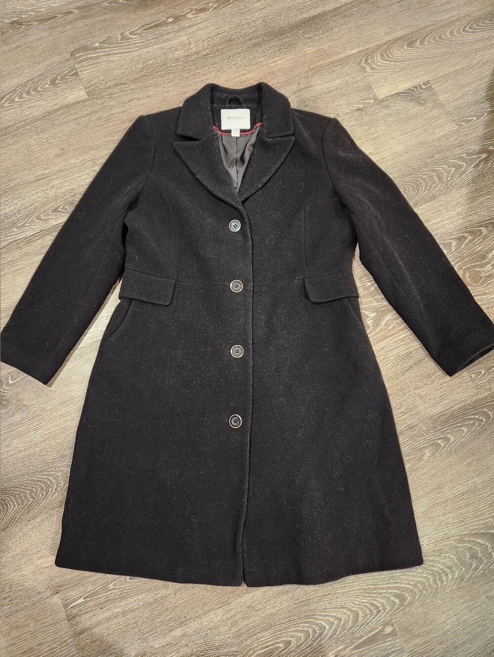 Jaclyn Smith Wool-Blend Black Women's Button Front Coat